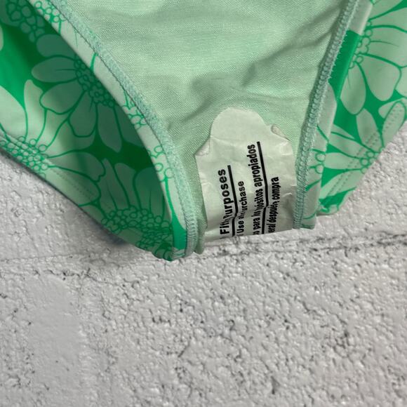 California Juniors' Plus Size Printed High-Waist Swim Bottoms Aqua Floral 2X - Picture 6 of 6